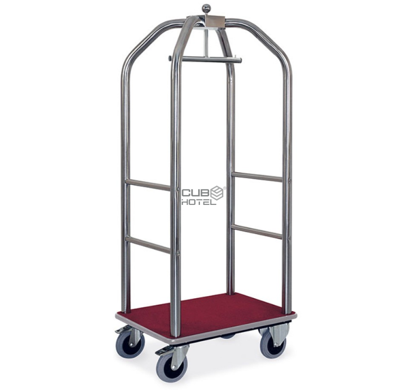 Luggage Trolley Hotel Chrome 79X59X189 Red Carpet